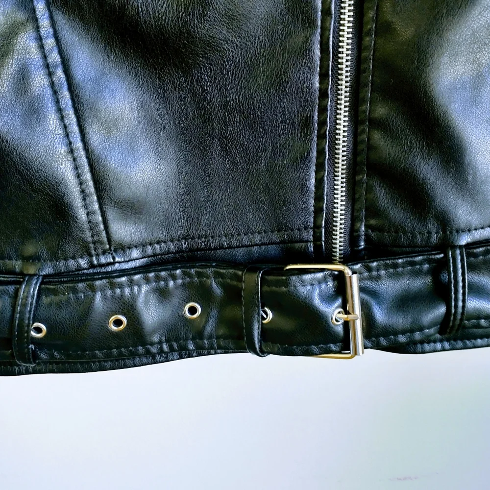 NWOT Shein Black PU Leather Women's Moto Jacket. - Picture 10 of 15